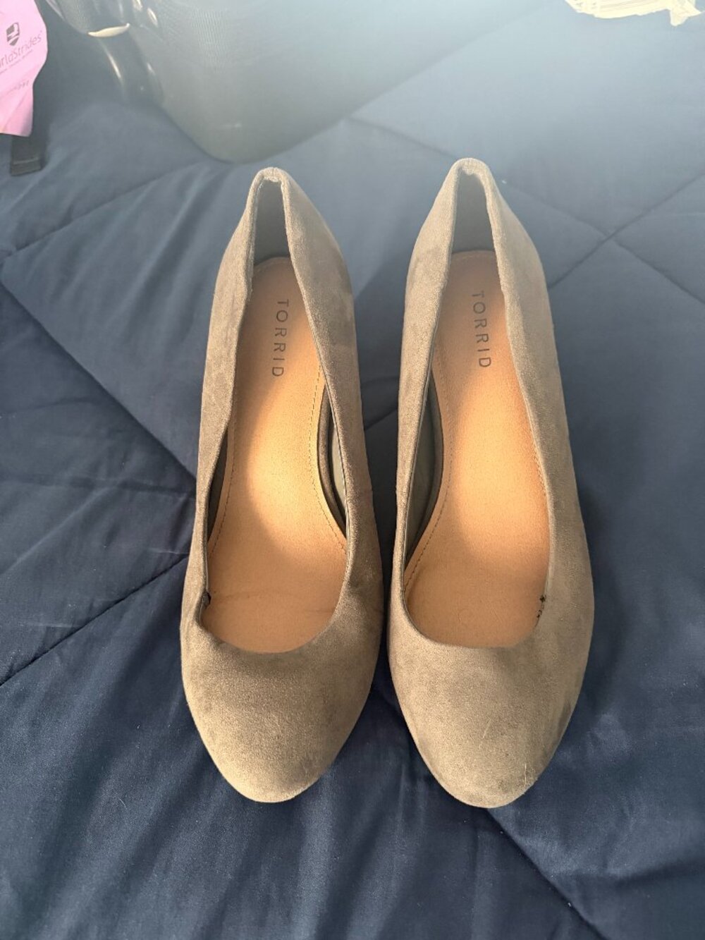 Torrid Taupe Faux Suede Block Heel Pumps Size 9